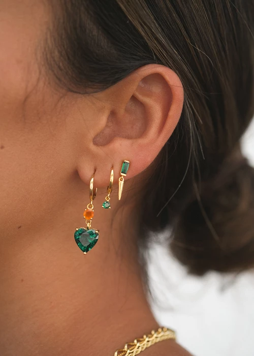 Green Heart Earrings - CREU | Buy Online