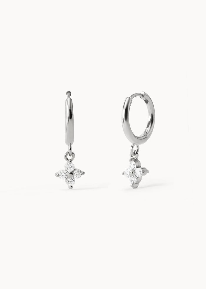 Pendientes White Flor Hoop