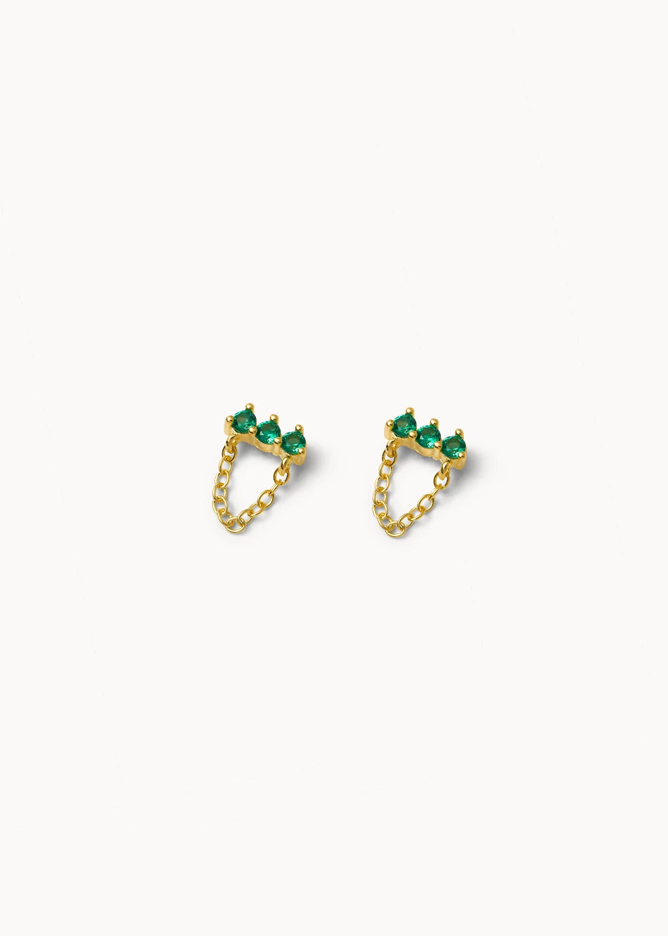 Green Mini Chain Earrings