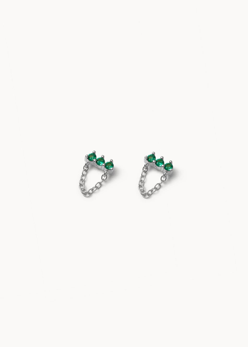 Green Mini Chain Earrings