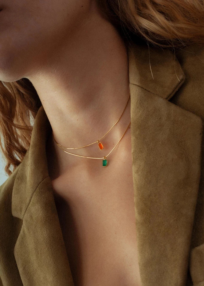 Green Chalcedony Flash Necklace