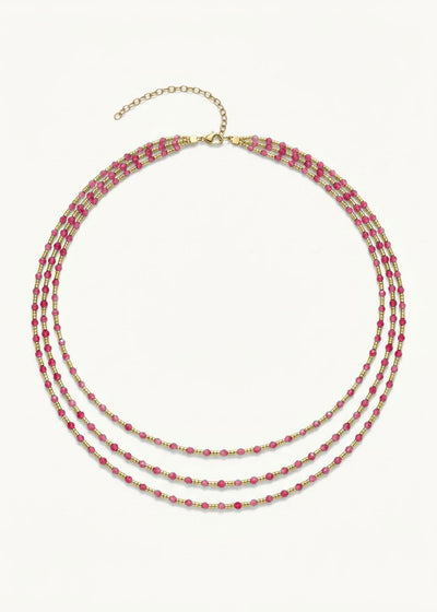 Collar Loto Calcedonia Fucsia