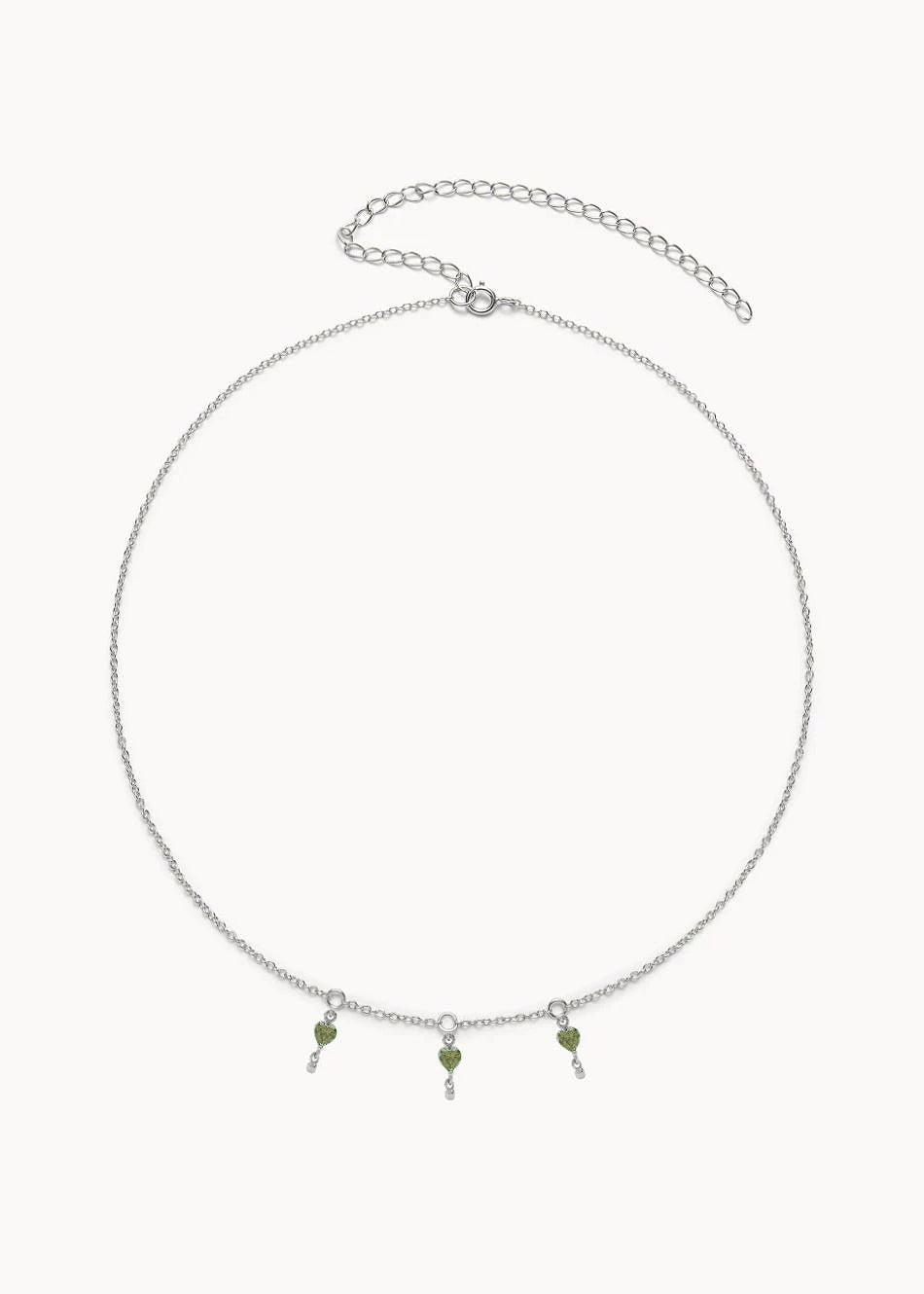 Collar Mon Amour Verde Oliva en plata