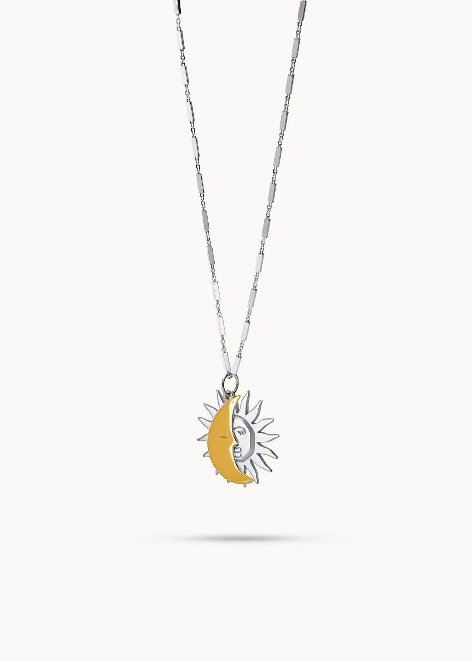Collar Side by Side Mixing, base en plata y luna en oro