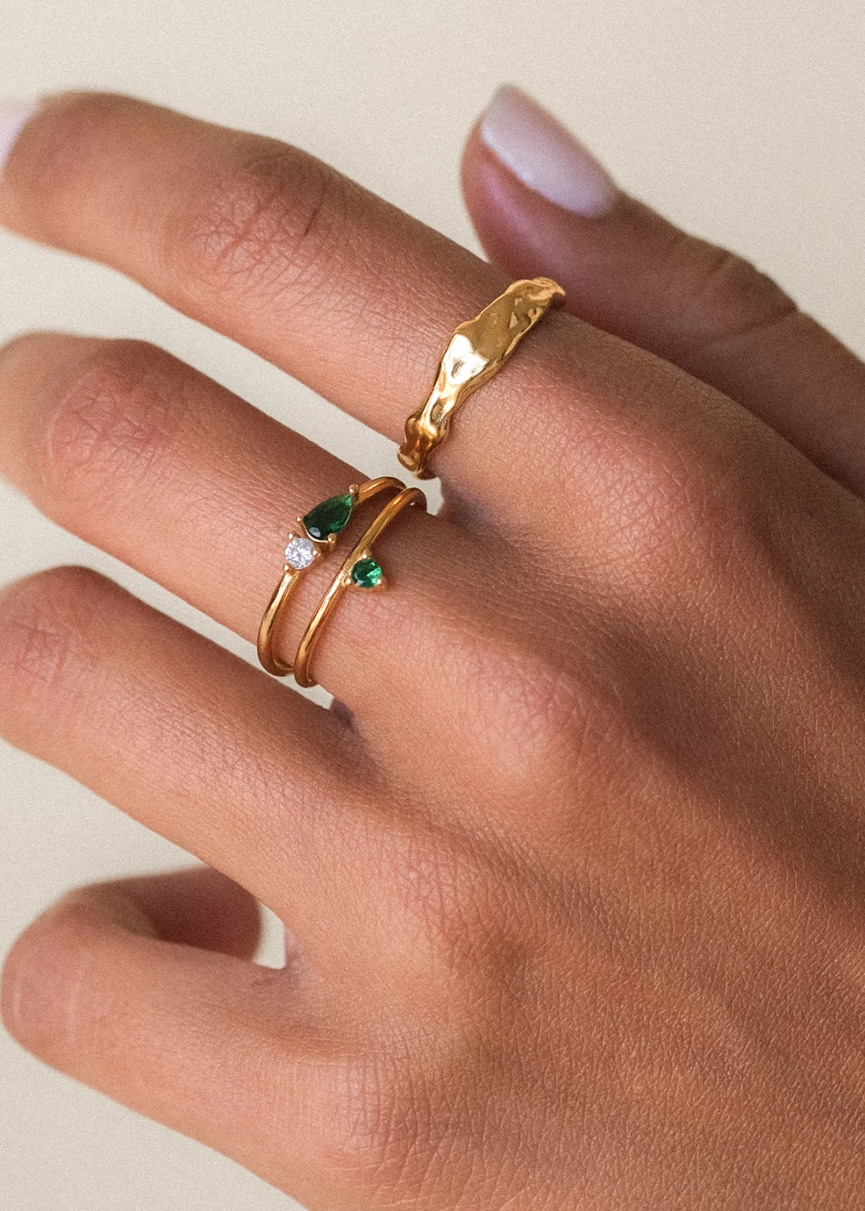 Green Zirconia Ring Stack